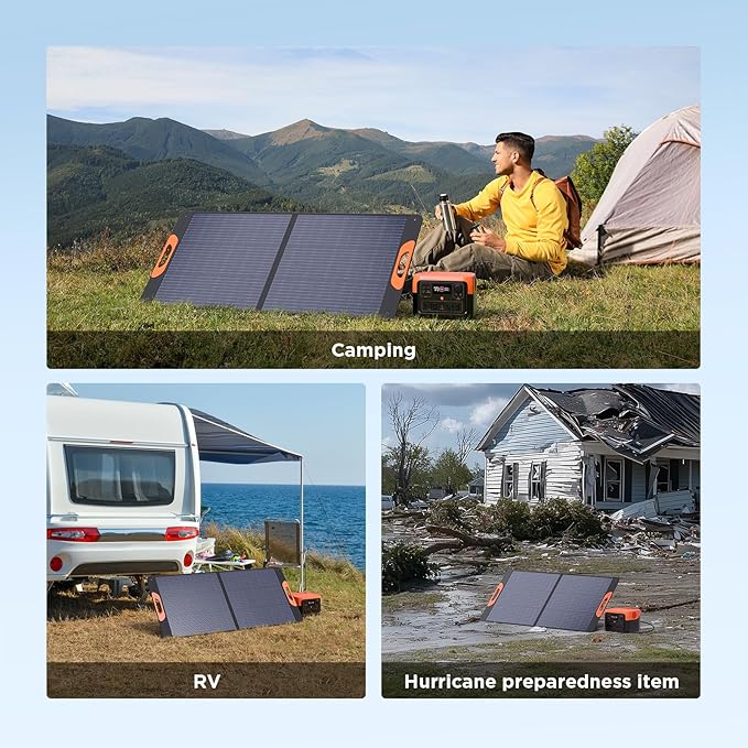 110 Watt Portable Solar Panel,Gifts for Men,18.6V Foldable Solar Panel Charger for Power Station 23.5% High Efficiency IP67 Waterproof 2 Kickstands for Camping RV Offgrid Living