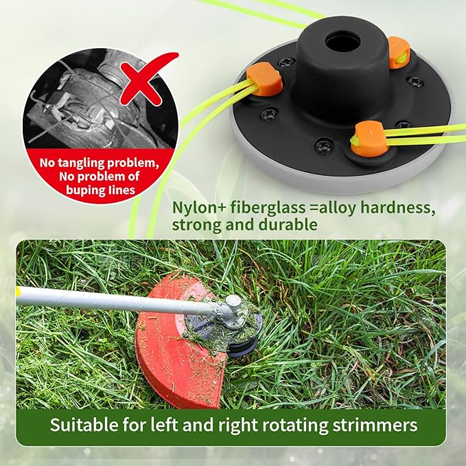 Quintillus Universal Weed Eater Head,H09 Weed Wacker Head Grass Trimmer Head Compatible with Ego, Ryobi,Echo,Weed Warrior with 12pc 11in / .095" Triangle Trimmer Line （Not for Kobalt）
