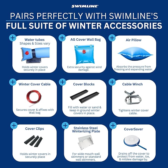 SWIMLINE HYDROTOOLS Air Pillow For Above Ground Pools Cover Winterizing | 4.5 x 15 ft Cushion Swimming Pool Closing Winter Kit | Cold Resistant Ice Equalizer Thick Blue Accessories | 1515 ACC515