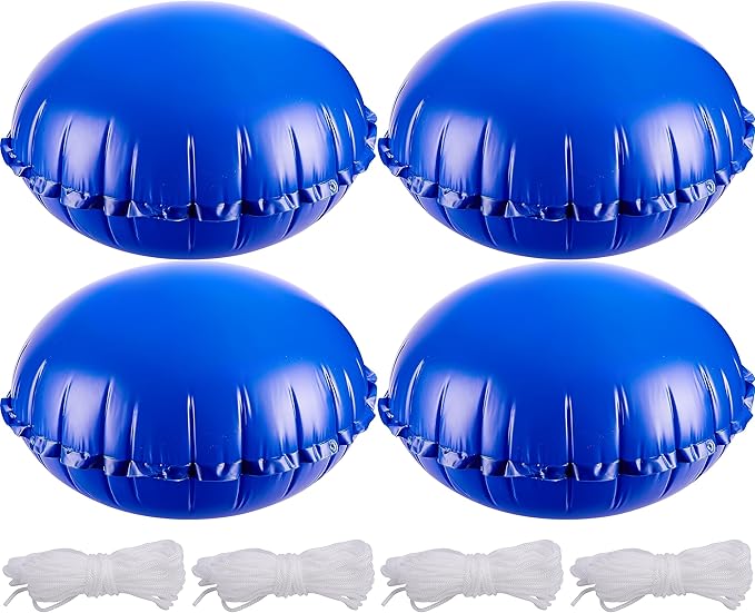 4 Pcs Pool Air Pillow for Above Ground Pools - 4 x 4 Ft Round Winter Pool Cover - Ice Equalizer - Swimming Pool Winterizing Closing Support With Ropes for Pool Covers