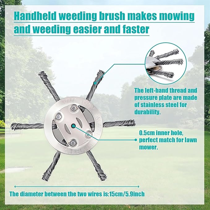6 Inch Steel Wire Rotary Heavy Duty Weed Brush Cutter Wheel Grass String Trimmer Blades Head Universal Metal Wire Weed Eater Trimming Head Replacement Weed Wacker Weedeater Attachments (6 heads - 6in)