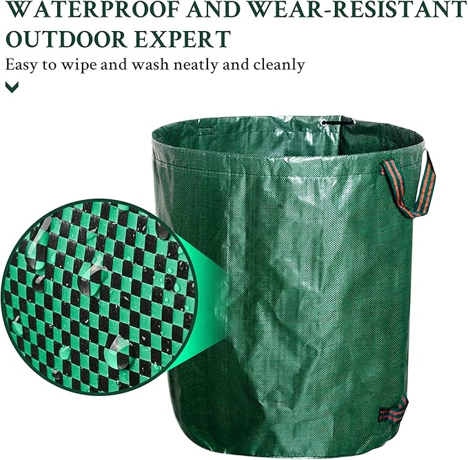 kingsea 2 Pack Reusable Garden Waste Bags,Heavy Duty Yard Waste Bag with Dual Handles,Lawn Pool Garden Leaf Bag for Collecting Leaves Grass Clippings Yard Debris (32 Gallon)