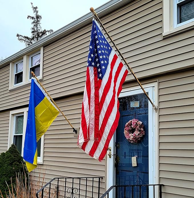Ukraine Flag 4X6 FT Made in The USA-Heavy Duty Vibrant Colors Double Sided Ukrainian UKR Flag with 2 Brass Grommets for Home/Company/Indoor Outdoor Decoration