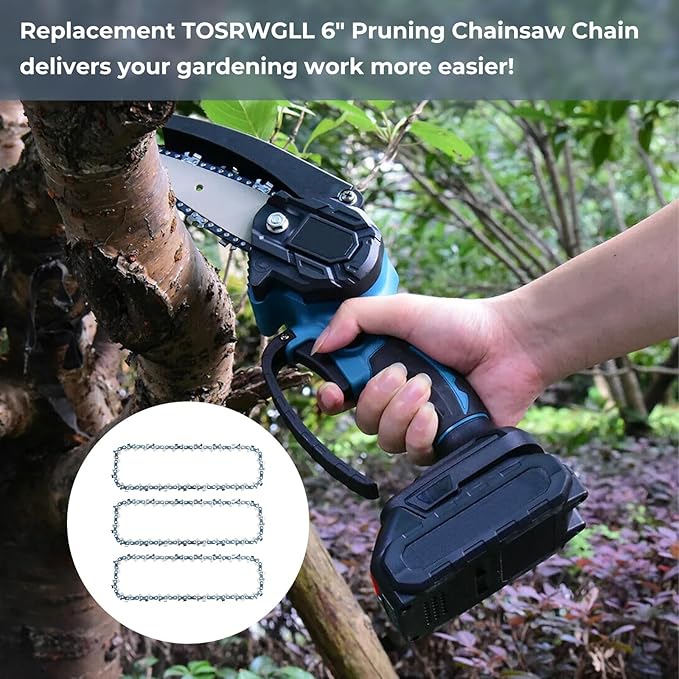 6 Inch Mini Chainsaw Chain Replacement for Saker 6 Inch Portable Electric Cordless Chainsaw,‎GJ15990-X36820 Chain Saw Blade,37 Drive Links 0.043" Gauge 1/4" LP Pitch (3 Pack)