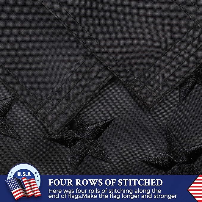 All Black American Flag 4x6 Outdoor Heavy Duty Nylon Flags with Embroidered Stars/Sewn Stripes/Strong Brass Grommets