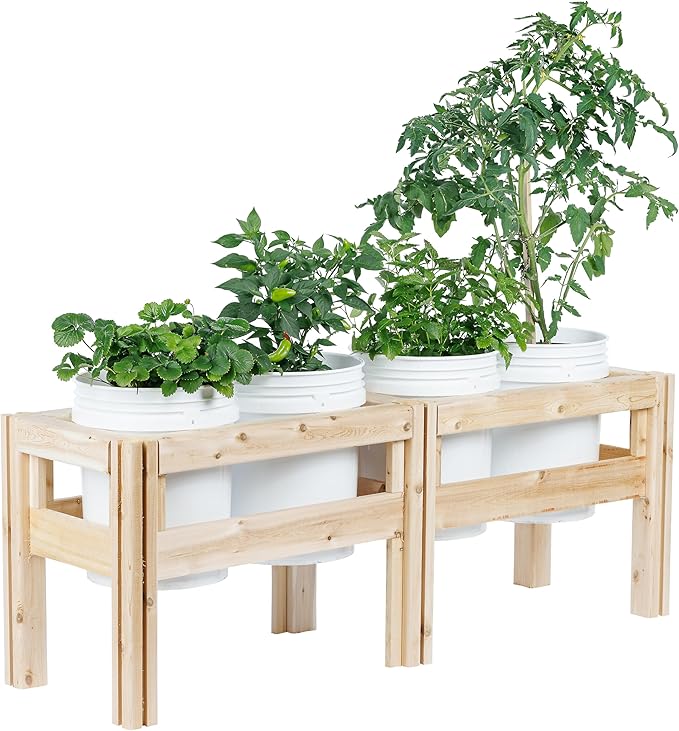 Greenes Fence Four Bucket Elevated Cedar Wood Garden Frame, 54 in. x 16 in. x 20 in. - Made in USA with North American Cedar
