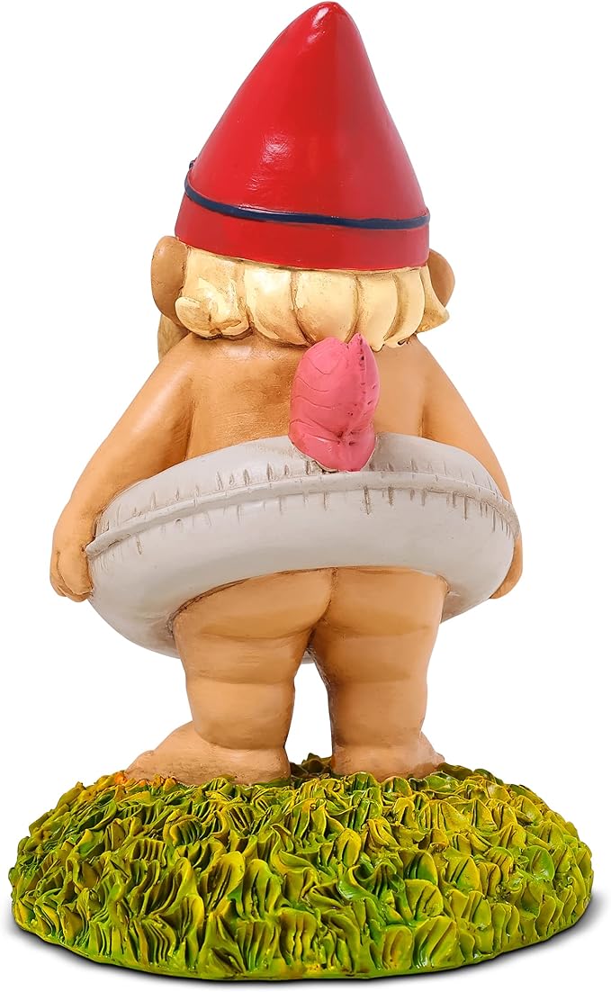 9” Funny Unicorn Pool Float Garden Gnome – Hilarious Lawn Statue for Outdoor Decor – All-Weather Resin Yard Ornament – Unique Housewarming & Gag Gift