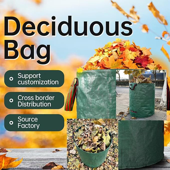 Reusable Yard Waste bags,Collapsible Leaf Bag with Gardening Gloves,Yard Debris Collapsible Bag With 4 Handles, for Leaves, Lawn Debris & Grass Clippings (14Gallon)