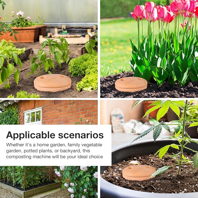 2pcs Underground Compost Bin 10 * 4.13 * 4.13Inch Garden Worm Farm Outdoor for Organic Refuse Red Pottery Ceramics Compost Bin with Holes and Lid Clay for Garden
