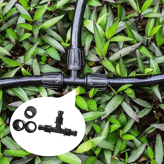 MIXC 1/2 Inch Drip Irrigation Tee Fittings, Drip Line Barbed Locked Tee Connectors, Anti-Leak 3 Way Irrigation Parts for 1/2 Inch Drip Irrigation Tubing System Connection 6 Pack