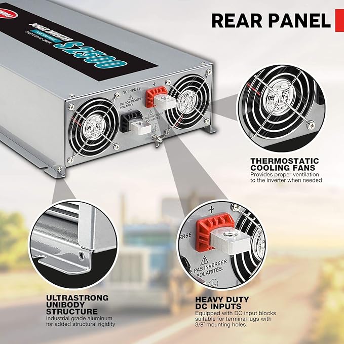 Tundra S Series - DC/AC Truck Power Inverter - Pure Sine Wave 2500W / 12V DC to 120V AC - S2500