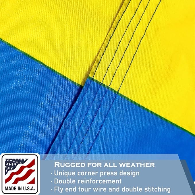 Ukraine Flag 3x5 FT Made in The USA-Heavy Duty Vibrant Colors Double Sided Ukrainian UKR Flag with 2 Brass Grommets for Home/Company/Indoor Outdoor Decoration