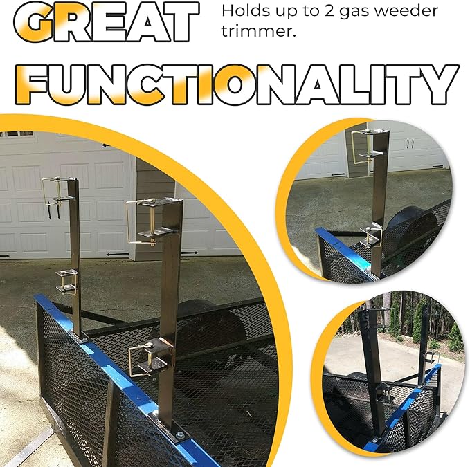 ECOTRIC 2 Place Weeder Trimmer Racks Holders Hold Two for Trailer Truck Tree Trimmers Edgers Pole Saws Powercoated Steel