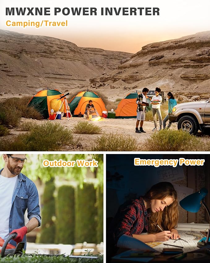 1500W Pure Sine Wave Power Inverter DC 12V to AC 110V 120V Converter with 2 AC Outlets, QC3.0 18W USB-A, PD30W USB-C Port Car Inverter with LCD Display and Remote Control for Truck RV Home