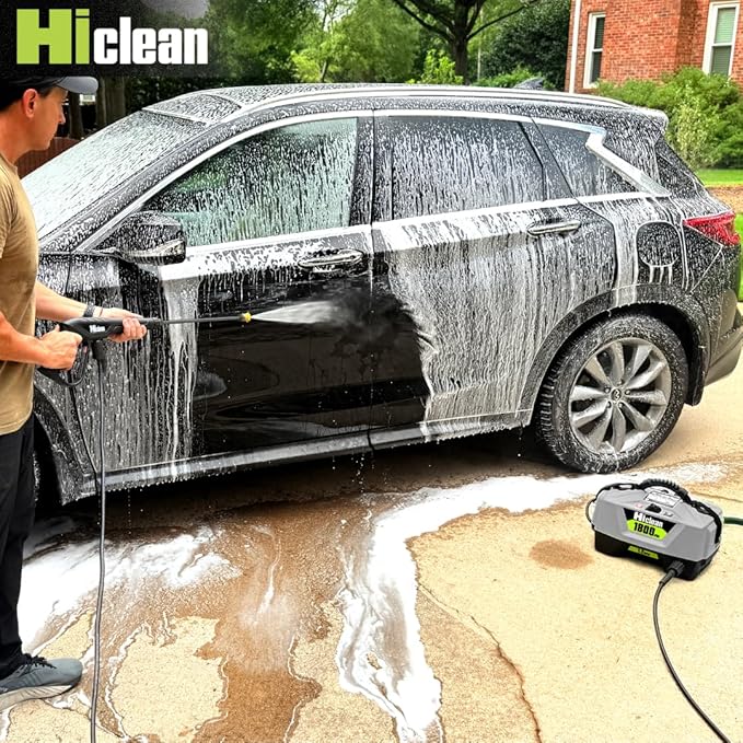 Electric Pressure Washer 1800 PSI - Portable Power Washer for Car Detailing, Patios, Fences and Outdoor Cleaning, Compact Design with Foam Cannon, Turbo and Fan Nozzles, ETL Certified