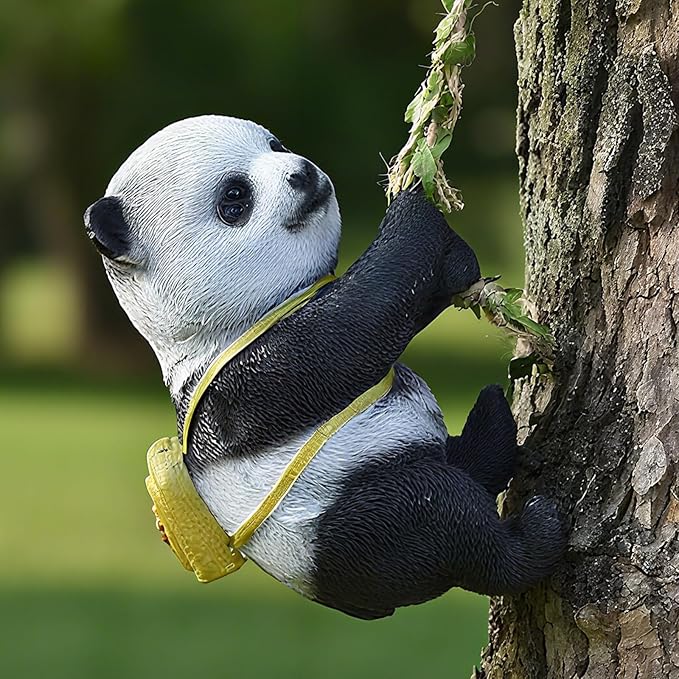 Outdoor Panda Resin Hanging - Rope Decor Statue, Animal Suspended Ornament, Ideal for Patio, Lawn & Courtyard Decoration, Housewarming Gift for Friends
