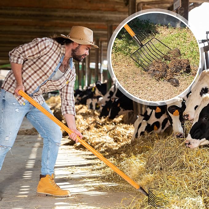 3 Sets Pitch Fork for Gardening, 9 Tines Wide Pitchfork 47.2 Inch Garden Manure Fork with Long Hardwood Handle Heavy Duty Mulch Forks Horse Stall Forks for Mulch, Hay, and Gardening