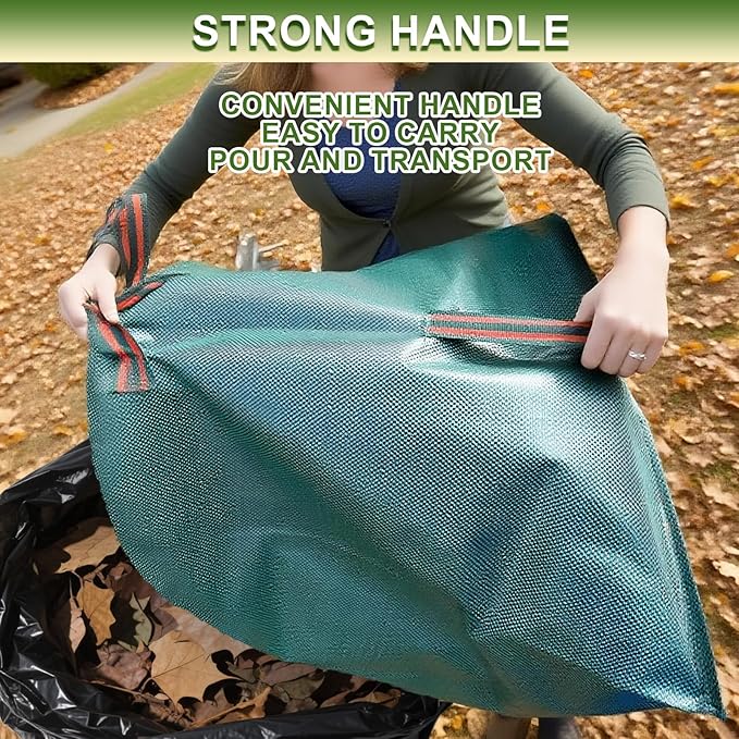 Garden Bags for Debris, 2-Pack 53 Gallon Lawn and Leaf Bags, Large Dustpan-Type Lawn Bag for Collecting Leaves, Reusable Yard Waste Bags, Leaf Bag for Party, Laundry, Camping & Yard Waste Loading