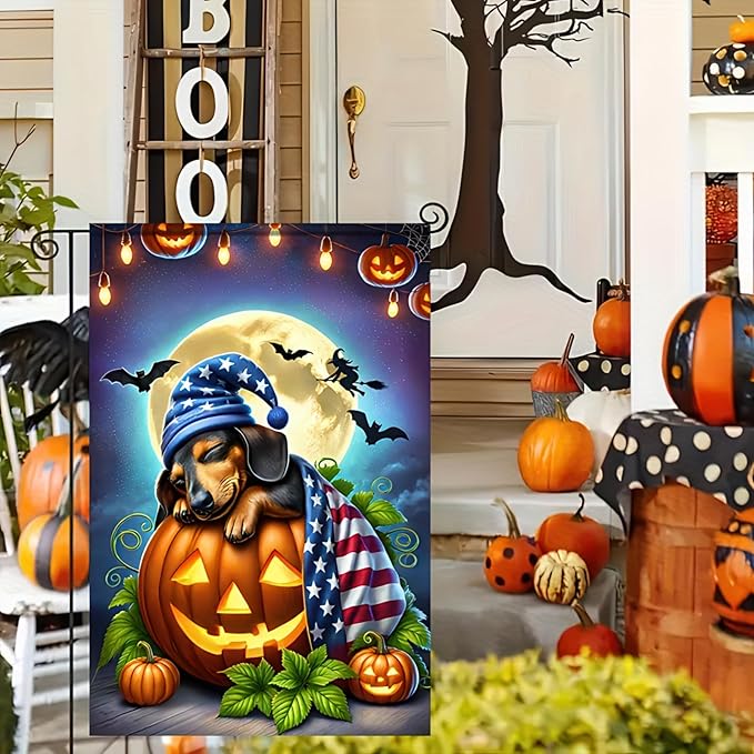 Patriotic American Flag Dachshund Dog 4th Of July Flowers Garden Flag 12x18 Inch Double Sided Vertical Decoration Yard Small Flag For Outside Holiday Seasonal Outdoor