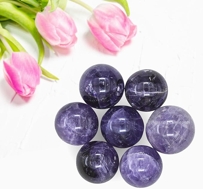 Amazing Gemstone Amethyst Crystal Ball - 1" Inches Crystal Sphere Meditation Balls for Witchcraft and Decorative Balls - Crystals and Healing Stones Beginners Gift (Pack of 1)