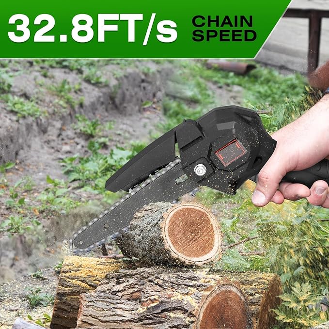 2-in-1 Cordless Pole Saw, Cordless Chain Saw, 33Ft/s Battery Pole Saw with 2Pcs 1500mAh Batteries 4in/6in Chains, 13ft Reach Electric PoleSaw, Comes with 3 extension rods, for Tree Trimming