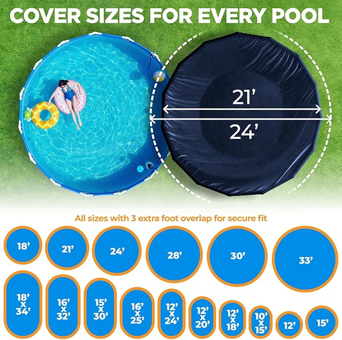 21 ft Round Pool Cover for Above Ground Pools, Above Ground Cover for Winter, Keeps Out Debris, Cold and UV Resistant, Supreme Mesh, Navy Blue