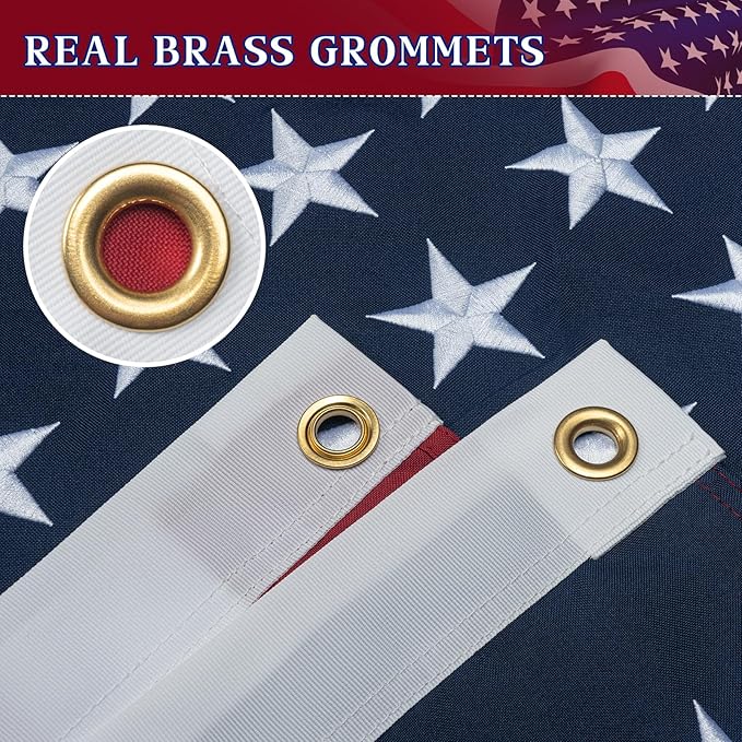 American Flag 5x8 Ft Indestructible Outdoor, Long Lasting, Heavy Duty, TearProof Polyester, Fade Resistant, High Wind US Outside Flags with Embroidered Stars, Sewn Stripes, Brass Grommets