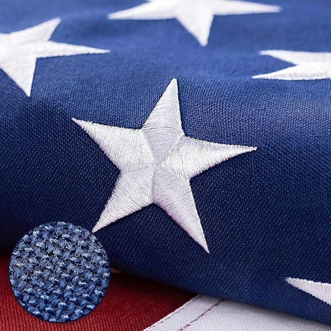 American Flag for Outside 8x12 Ft - TearProof Series Outdoor Use US Flags - Long Lasting, Fade Resistant - Thick Spun Polyester USA Banner - High Wind United States Flag - Embroidered Stars, Sewn Stripes, Brass Grommets