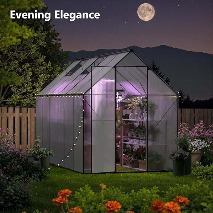 Green House for Outside, Greenhouse for Outdoor, Backyard Green House, Walk-in Garden Greenhouse, Heavy Duty Polycarbonate Greenhouses 6x12