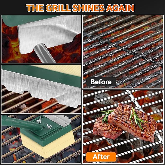 Replaceable BBQ Cleaning Head (No Handle), Safe Replacement Cleaning Pad for Cast Iron/Stainless-Steel Grates