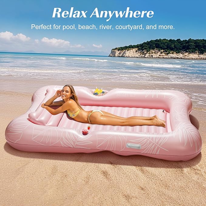 HeySplash Pool Lounger Float for Adult, Inflatable Pool Floats Bed Cooling Contour Lounger Rafts, Water Rafts for Lake, Outdoor Beach Pool Party