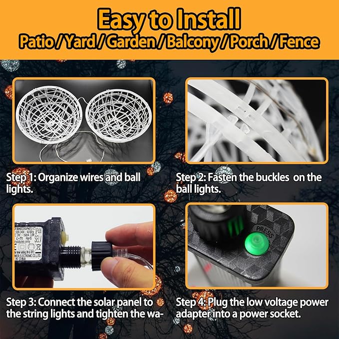 5 Pack 200Led Christmas Ball Lights for Tree Outdoor, 8 Modes 7.87in Globe String Lights Waterproof, Sphere Fairy Lights Outside for Window House Garden Yard Porch Indoor Decorations, Warm White