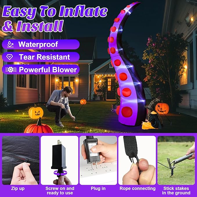 Danxilu 14 FT Huge Halloween Inflatables Octopus Tentacles Decorations Outdoor Built-in LED Lights Scary Giant Inflatable Octopus Arms Halloween Blow Ups for Yard Holiday Party Decor Lawn Outside