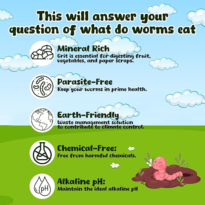 Food for Worms - Mineral-Rich Earthworm Chow, Boosts Composting Efficiency and Promotes Healthy Worms - Nutrient Blend Worm Food for Nightcrawlers & Red Wigglers, 10 Pound