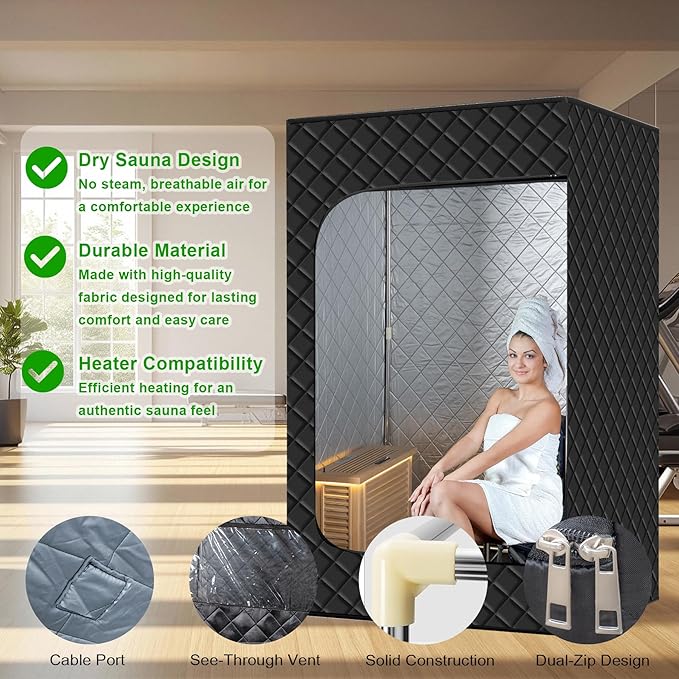 Portable Infrared Sauna Tent, Dry Sauna Box with 1500W Graphene Heater and 2 Chairs, Smart Touch and APP Control, 1-2 Person Full Body Sauna Kit for Home Spa Relaxation