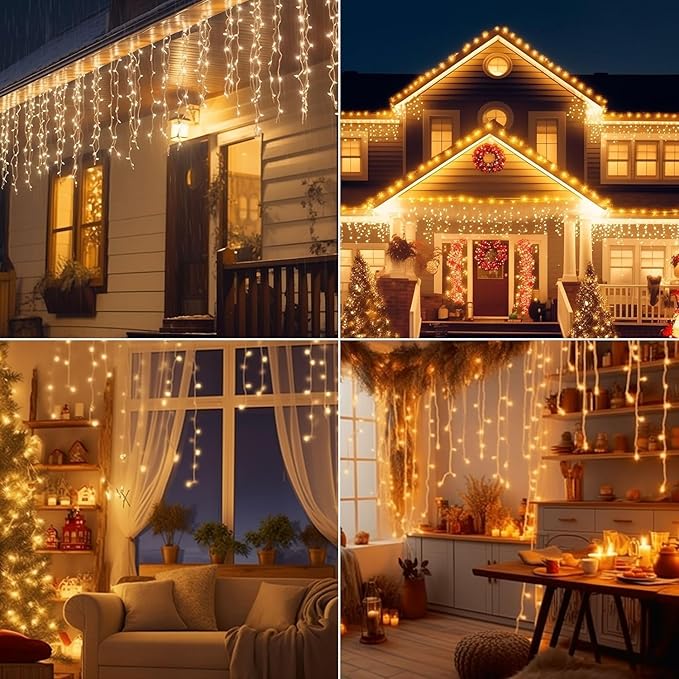 49ft Christmas Lights Outdoor, 640 LED Waterproof 8 Modes String Light with App and Remote Control for Outside House Roof Decorations Indoor Decor-Warm White