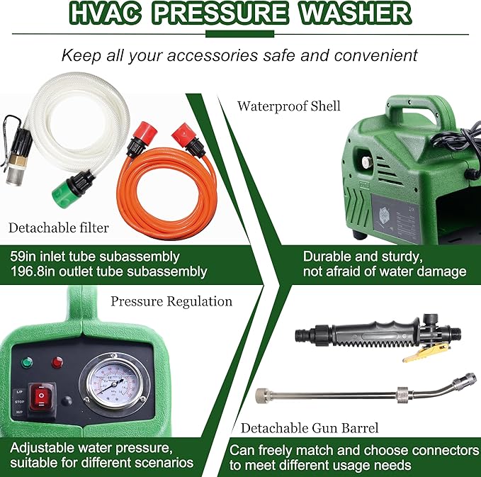 ZPB140 Port A Blaster HVAC Coil Cleaning, Portable Pressure Washer, Coil Jet Cleaner for ac Unit 120V 80W for Indoor or Outdoor, Flow Rate 4L/min, Working Pressure 0.7-1.0MPa