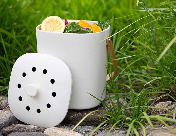 Bamboozle Countertop Compost Bin Kitchen | 1 Gallon | Odorless Composting Bin with Filters | Indoor Compost Bin with Lid | Plant Based Kitchen Composter for Food Scraps & Waste Recycling | Natural