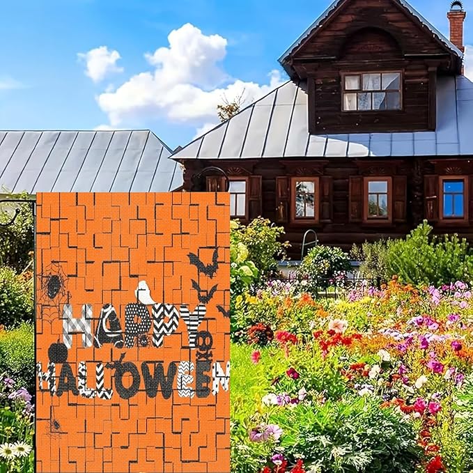 Halloween Garden Flag 12x18 Inch Double Sided Outside Jigsaw Seasonal Farmhouse Yard Festival Outdoor Flag