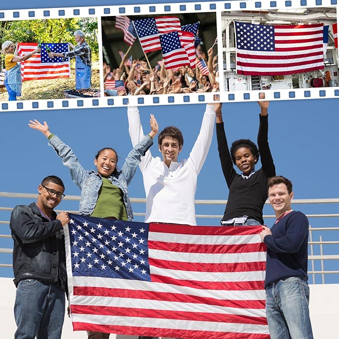 American Flag 2x3 FT Outdoor, Heavy Duty High Wind US Flag, Embroidered Stars, Sewn Stripes, Brass Grommets, Indestructible Tough USA Flags Suitable for Outside