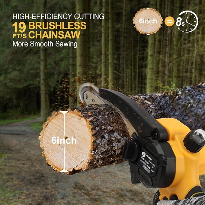 6 In Chainsaw Compatible with DeWalt Battery 20v - Mini Electric Cordless Brushless Chain Saw Handheld Compact Portable Mobile Small Trimming Pruning Chainsaw Set(Not Battery)