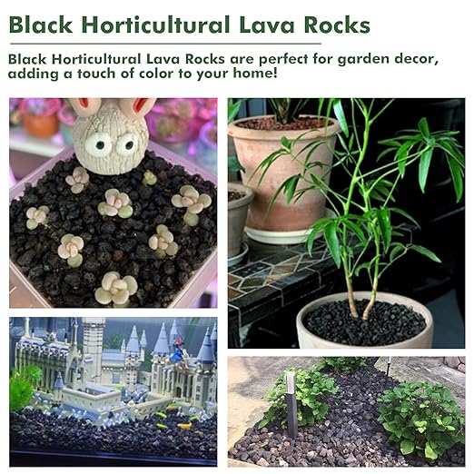 6.6 Pounds Black Lava Rocks, 5-8 mm Lava Rocks for Plants, Bonsai Rocks Horticultural Grit Soil Cover Gravel for Succulents and Hydroponics, Fairy Gardening, Top Dressing, Plant Drainage