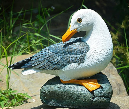 Real Seagull Figurine Garden Decorations,Seagull Statue Outdoor Decoration,Sea Bird Figurine Nautical Statue Coastal Beach Home Decorations Nautical Seagull Sculpture