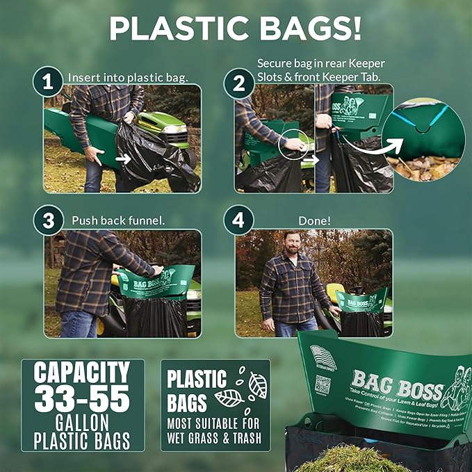 Lawn & Leaf Bag Holder Stand | Fits 33-55 Gallon Paper or Plastic Yard Waste Bags | Durable, Foldable Trash Bag Holder Stand