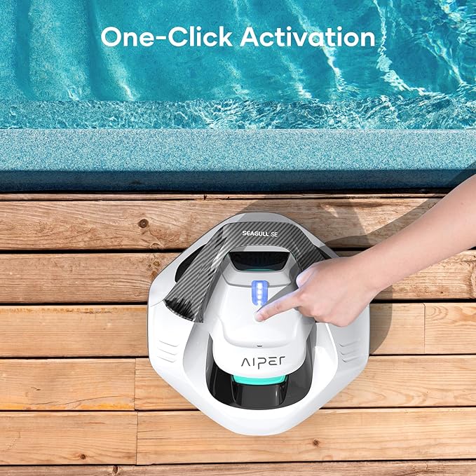 AIPER Cordless Robotic Pool Cleaner, Pool Vacuum Lasts 90 Mins, LED Indicator, Self-Parking, Ideal for Above-Ground Flat Pool up to 860 sq.ft