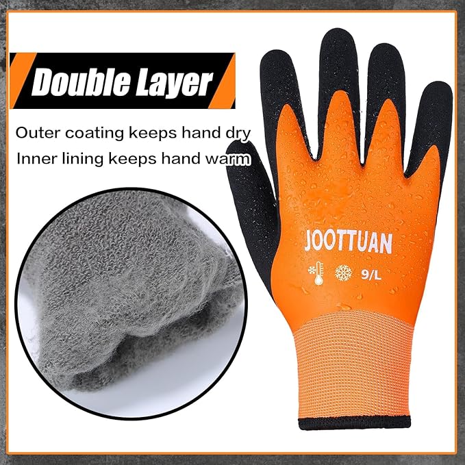 4 Pairs Waterproof Winter Work Gloves for Men Thickened Freezer Gloves Thermal Insulated Work Gloves for Cold Weather (4, Large)