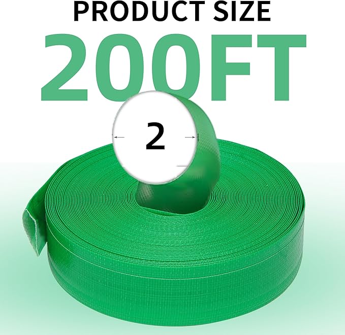 2" x 200' Pool Backwash Hose: Pool Drain Hose, Sump Pump Hose with Heavy-Duty 3-Layer, Lightweight, Kink-Resistant for Pool Drain, Irrigation
