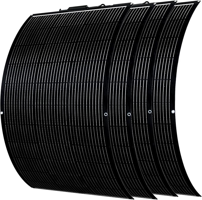 Flexible Solar Panel 4pcs 150W Fiberglass Monocrystalline 600W Lightweight Module for Off-Grid RV Boat Van Cabin Uneven Surfaces 12V/24V Battery Charge (600W Solar Panel)