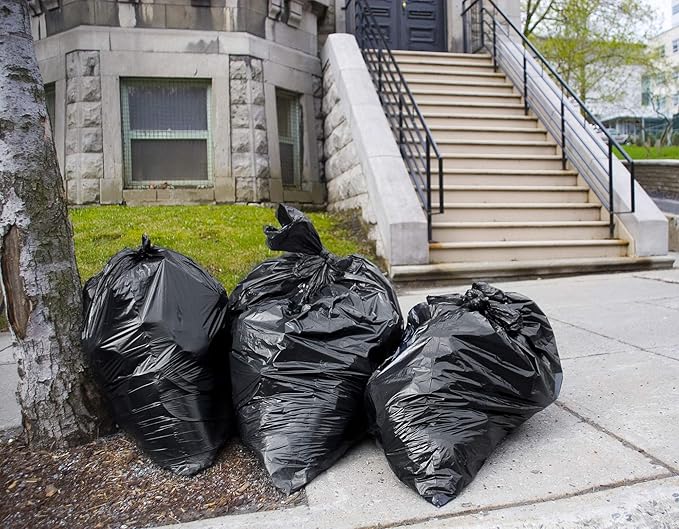 Tasker 55-60 Gallon Trash Bags Heavy Duty | Value 50 Count Bags w/Ties | Extra Large Industrial Trash Bags 55 Gallon, Lawn and Leaf Bags, Extra Large Outdoor Contractor Trash Can Liners, 50-60 Gallon