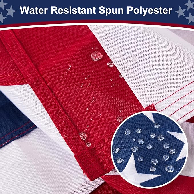 American Flag 6x10 ft Heavy Duty TearProof Series, All Weather High Wind US Flag, Premium Spun Polyester with Embroidered Stars, Sewn Stripes, Brass Grommets for Outdoor Use